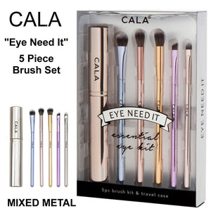 Cala "Eye Need It" 5 Piece Cosmetic Brush Set, Mixed Metals (76669)
