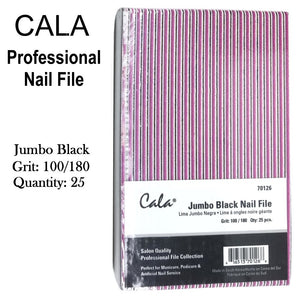 Cala Professional File - Jumbo Black Nail File Grit: 100/180, 25 Files (70126)