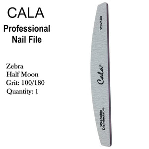 Cala Professional File - Half Moon Zebra Nail File Grit: 100/180