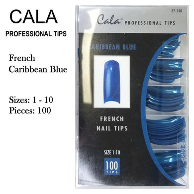 Cala Professional Nail Tips - French Caribbean Blue, 100 pieces (87-548)