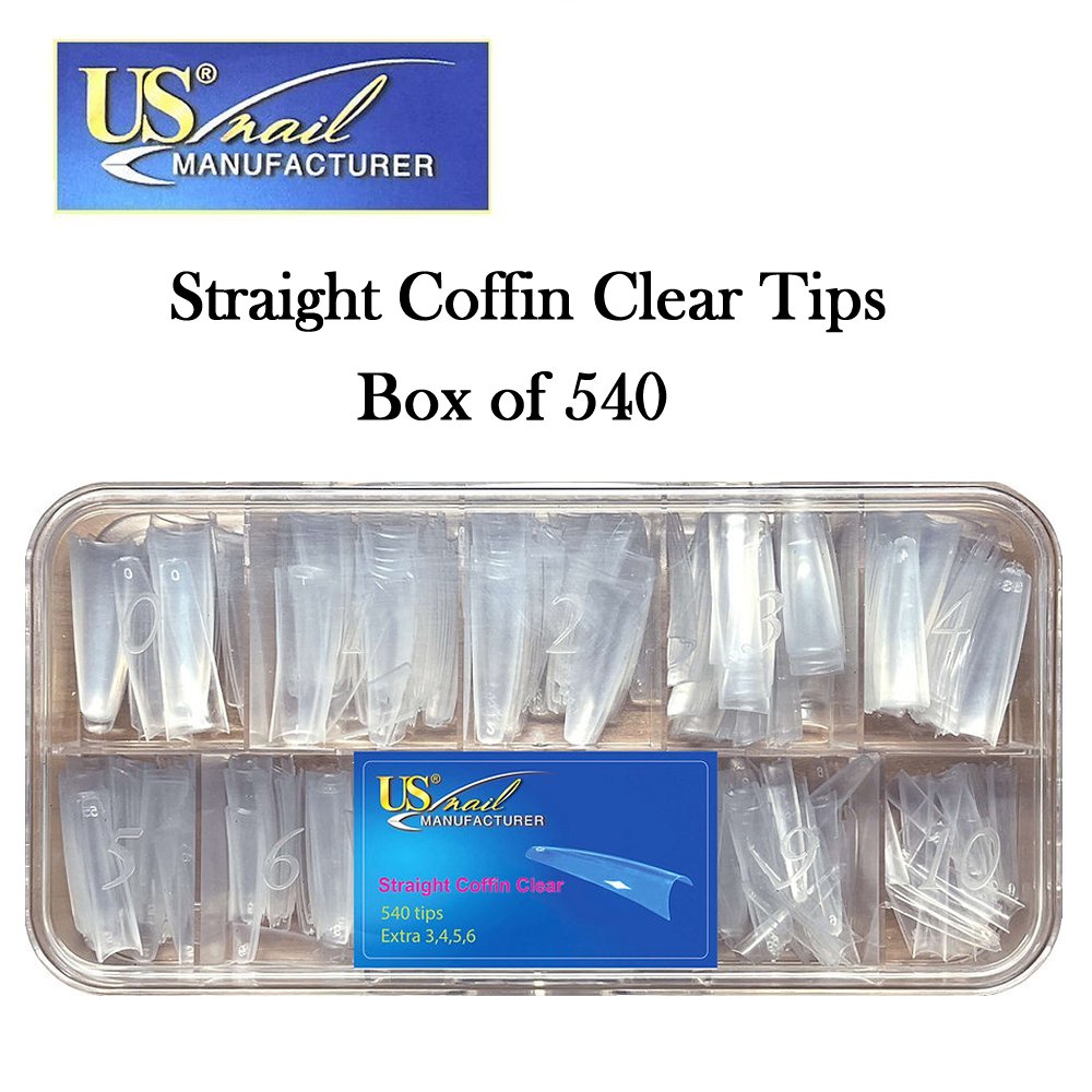US Nail Straight Coffin Clear Tips (540 Tips)