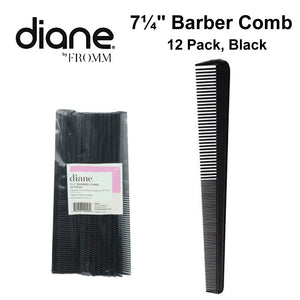 Diane 7¼" Barber Comb, 12-Pack, Black (D56)