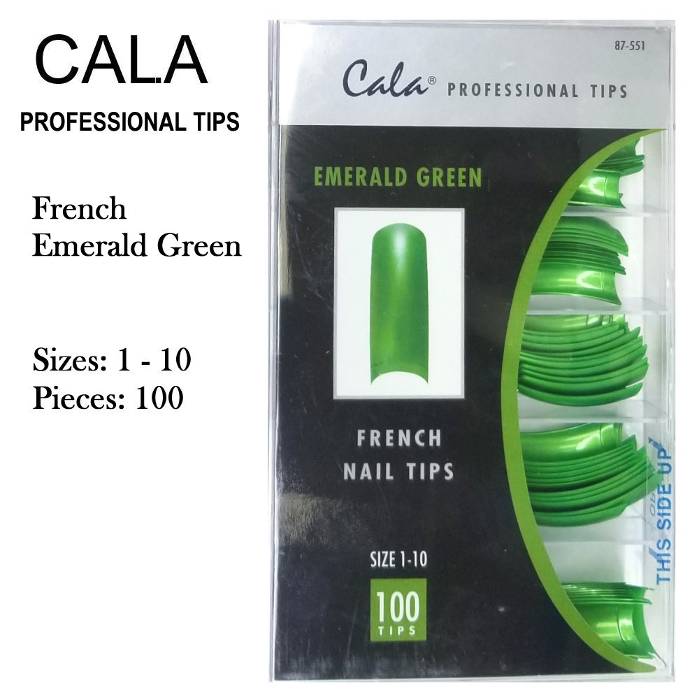 Cala Professional Nail Tips - French Emerald Green, 100 pieces (87-551)