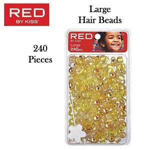 Red by Kiss Large Hair Beads, 240 Pieces (HA11)
