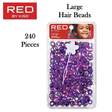 Red by Kiss Large Hair Beads, 240 Pieces (HA18)