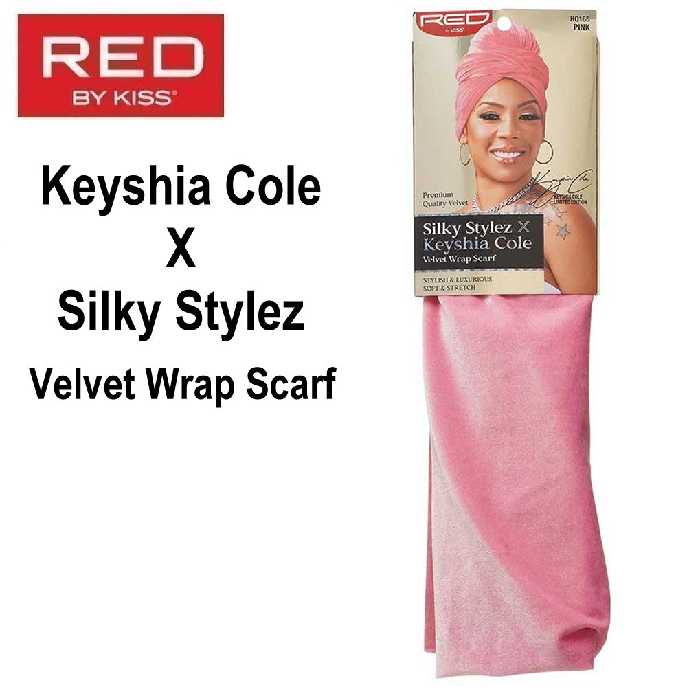 Red by KISS Scarf, Keyshia Cole X Silky Stylez Velvet Wrap Scarf, Pink (HQ165)