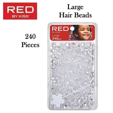 Red by Kiss Large Hair Beads, 240 Pieces (HA13)