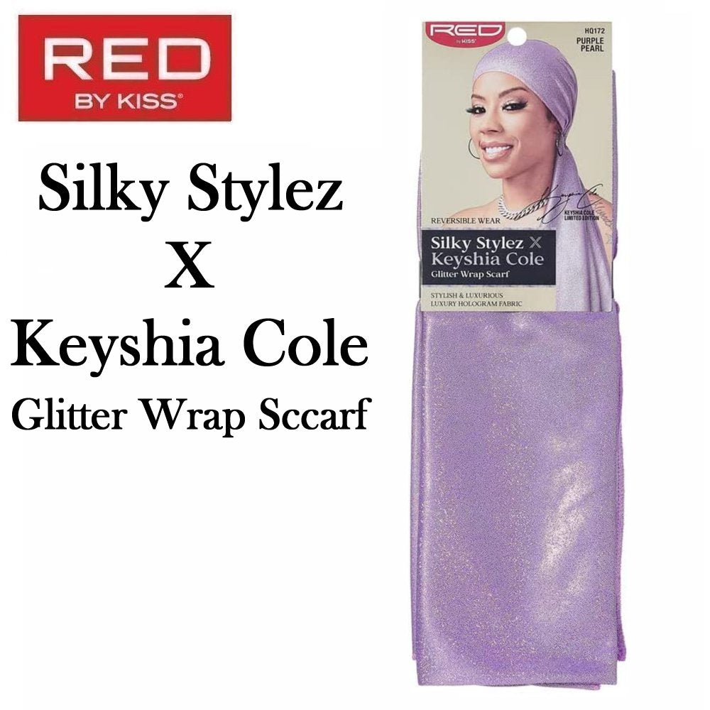 Red by KISS Scarf, Keyshia Cole X Silky Stylez Glitter Wrap Scarf, Purple Pearl (HQ172)