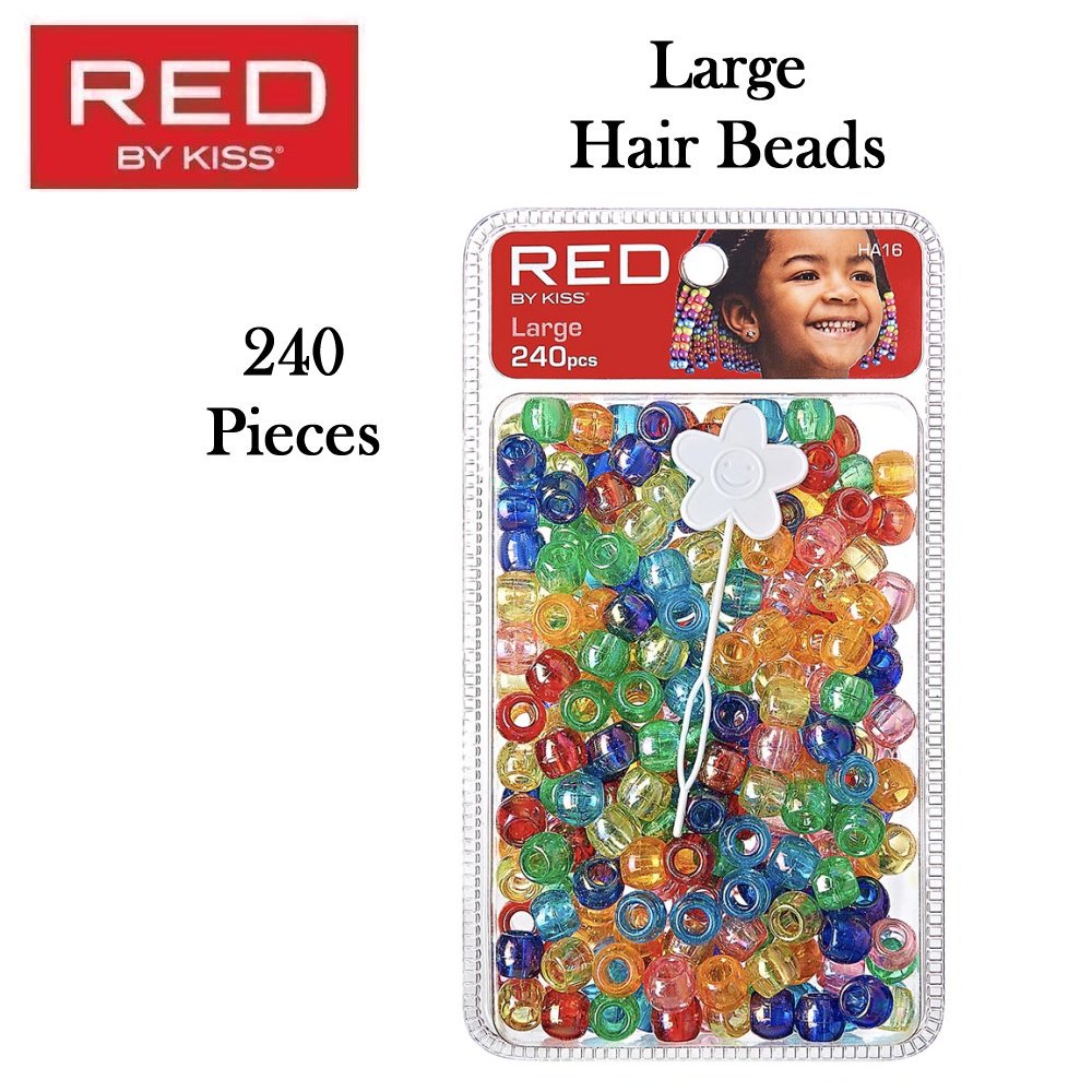 Red by Kiss Large Hair Beads, 240 Pieces (HA16)