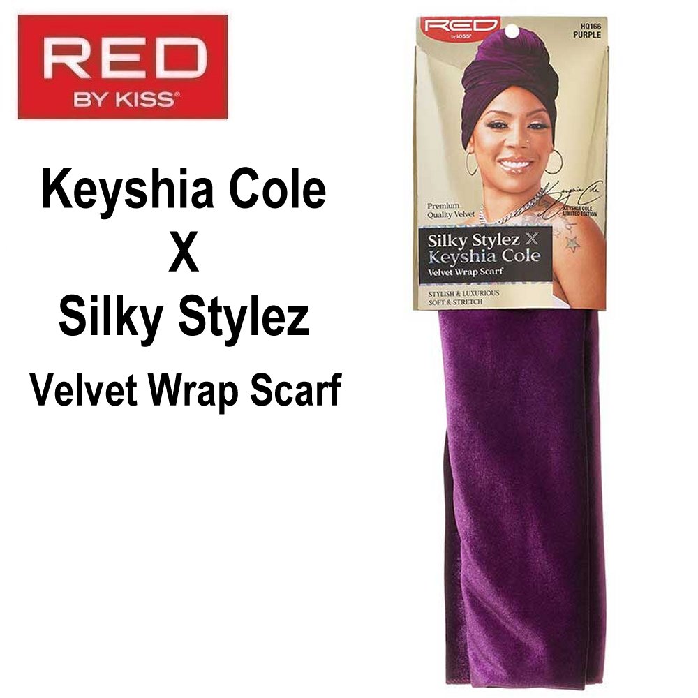 Red by KISS Scarf, Keyshia Cole X Silky Stylez Velvet Wrap Scarf, Purple (HQ166)