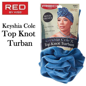 Red by Kiss Turban, Keyshia Cole X "Ritzy Velvet" Top Knot Turban - Blue (HQ61)