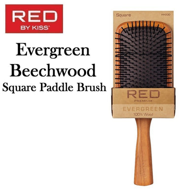 Red by Kiss Brush, Beechwood Square Paddle Brush (HH200)