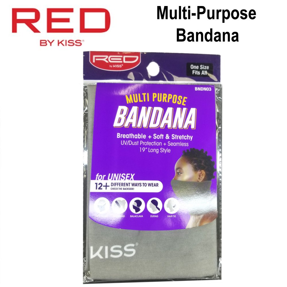 Red by Kiss Bandana, Gray Multi-Purpose Bandana (BNDN03)