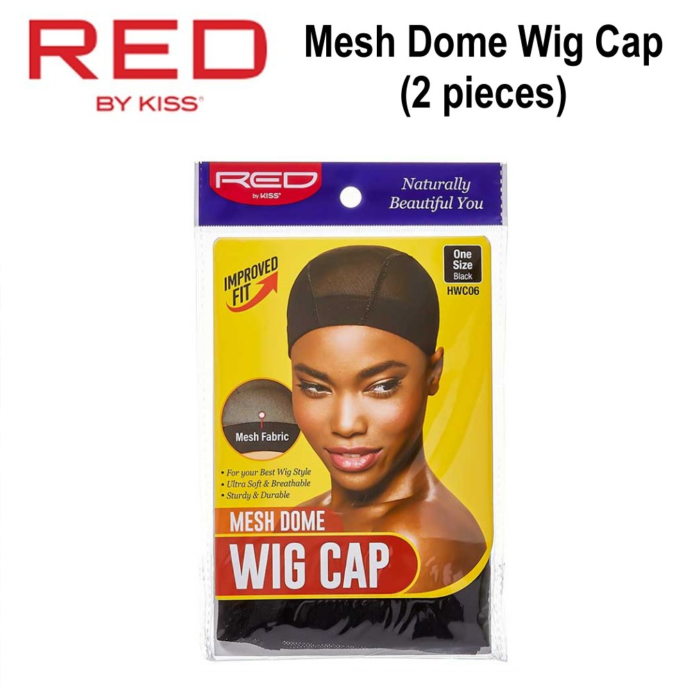 Red by Kiss Wig Cap, Black Mesh Dome Wig Cap, 2 pieces (HWC06)
