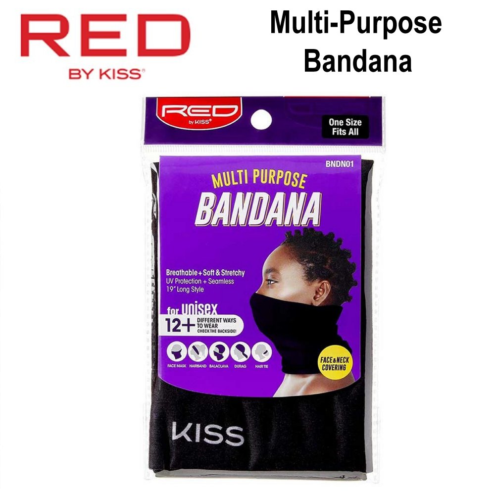 Red by Kiss Bandana, Black Multi-Purpose Bandana (BNDN01)