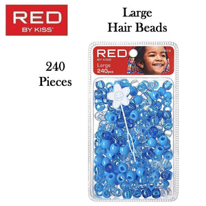 Red by Kiss Large Hair Beads, 240 Pieces (HA14)