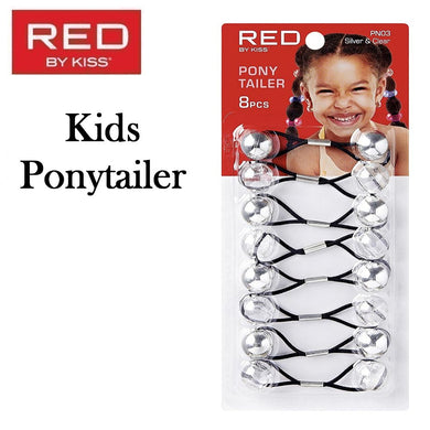 Red by Kiss Beaded Ponytail Holder for Kids, 8 Silver and Clear pieces (PN03)
