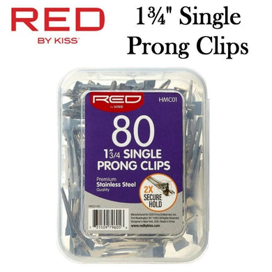Red by Kiss Clip, Single Prong Hair Clip, 80 pieces (HMC01)
