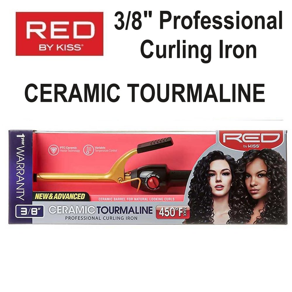 Red by Kiss Ceramic Tourmaline Curling Iron 3/8