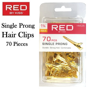 Red by Kiss Clip, Single Prong Hair Clip, 70 pieces (HMC26)
