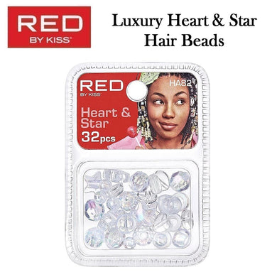 Red by Kiss Luxury Heart & Star Hair Beads, 32 pieces (HA82)