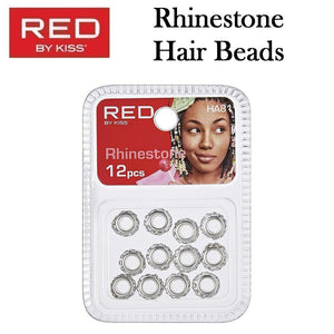 Red by Kiss Rhinestone Hair Beads, 12 pieces (HA81)