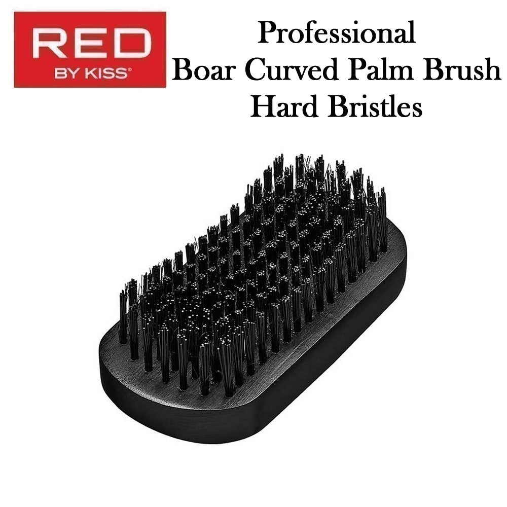 Red by Kiss Professional Boar Curved Palm Brush, Hard Bristles (BOR12)