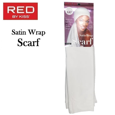 Red by Kiss Scarf, Satin Wrap Scarf, White (HQ133)