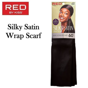 Red by KISS Scarf, Silky Satin Wrap Scarf, Black (HQ150)