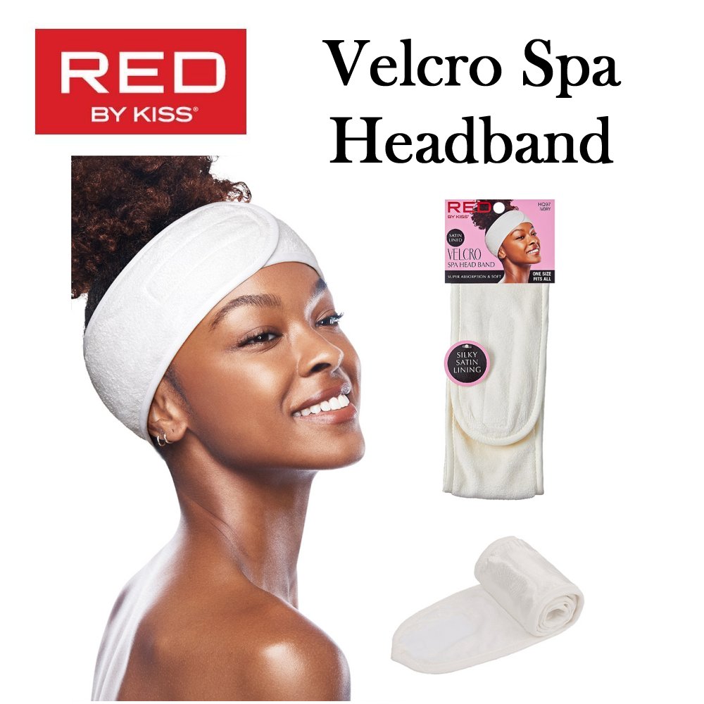 RED by KISS Headband, Velcro Spa Headband, White (HQ97)