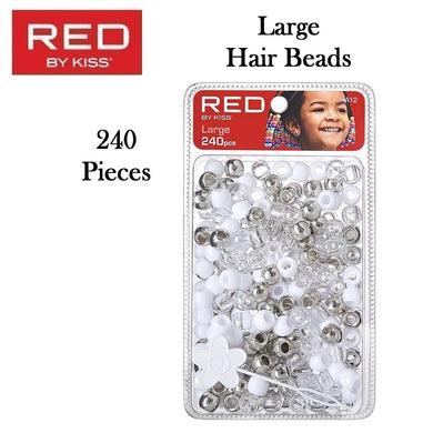 Red by Kiss Large Hair Beads, 240 Pieces (HA12)