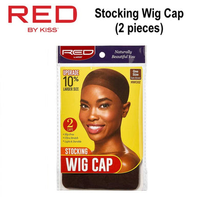 Red by Kiss Wig Cap, Dark Brown Stocking Wig Cap, 2 pieces (HWC02)