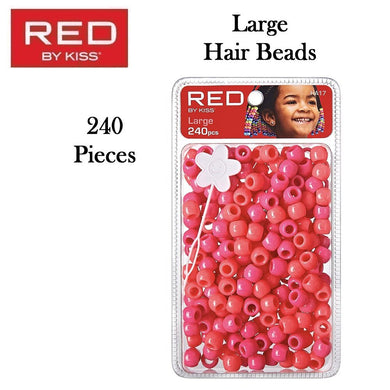 Red by Kiss Large Hair Beads, 240 Pieces (HA17)