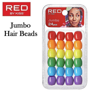 Red by Kiss Jumbo Hair Beads, 24 pieces (HA51)