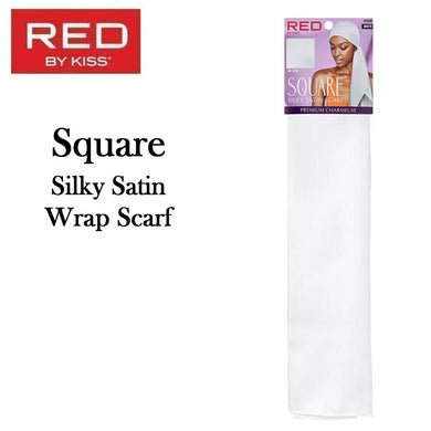 Red by KISS Scarf, Square Silky Satin Scarf, White (HQ200)