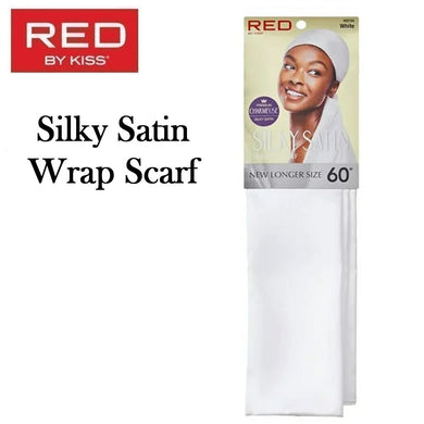 Red by Kiss Scarf, Silky Satin Wrap Scarf, White (HQ155)