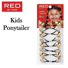 Red by Kiss Beaded Ponytail Holder for Kids, 8 Gold and Clear pieces (PN02)