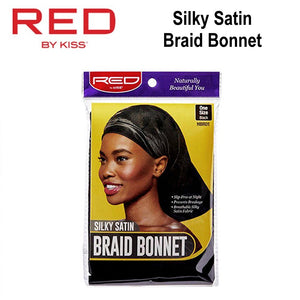 Red by Kiss Bonnet, Black Silky Satin Braid Bonnet (HBR01)