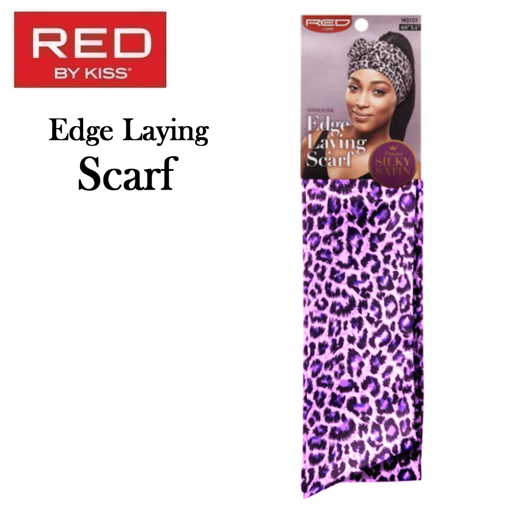 Red by Kiss Scarf, Edge Laying Scarf, Purple Leopard (HQ103)