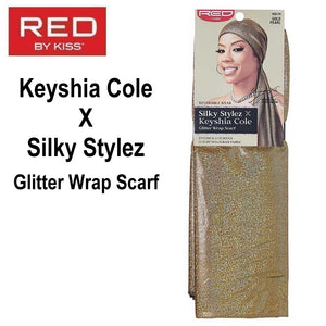 Red by KISS Scarf, Keyshia Cole X Silky Stylez Glitter Wrap Scarf, Gold-Pearl (HQ174)