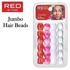 Red by Kiss Jumbo Hair Beads, 24 pieces (HA54)