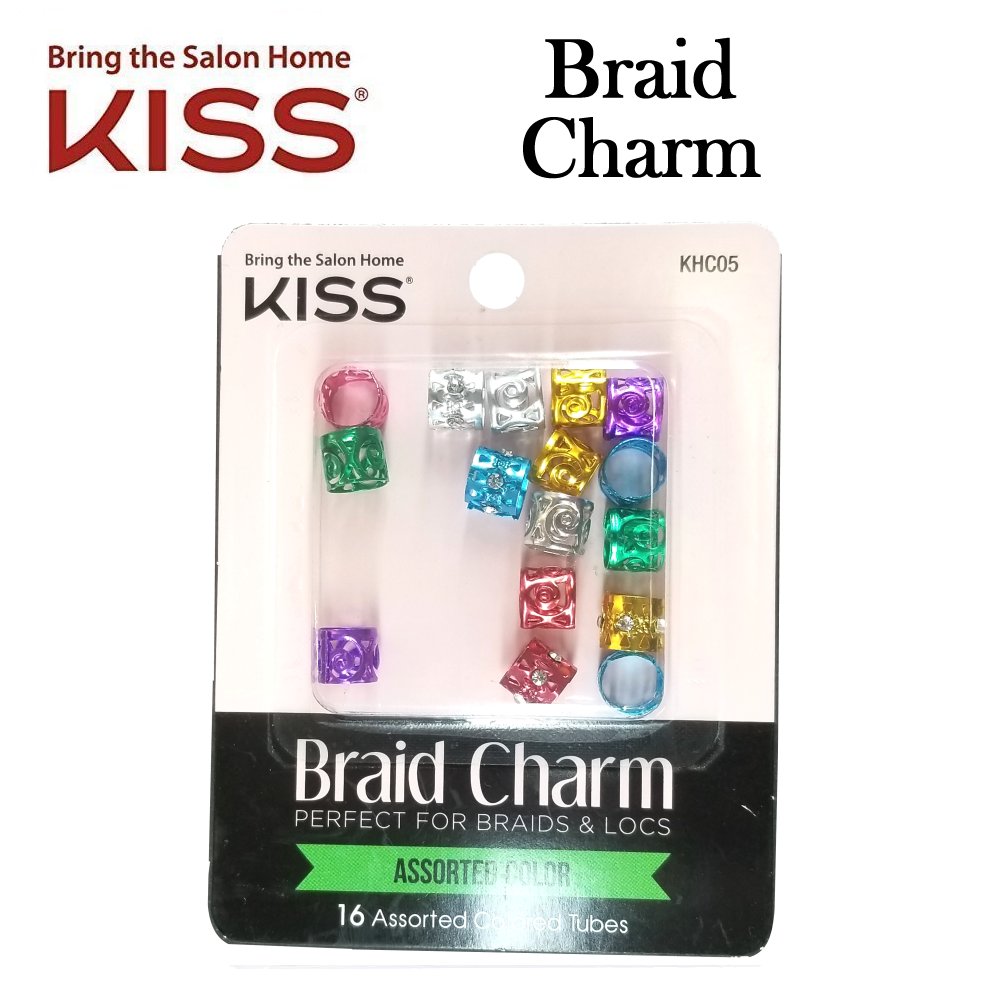 Kiss Braid Charm, Assorted Colors - 16 pieces (KHC05)