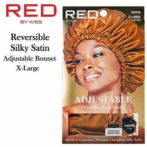 Red by Kiss Bonnet, X-Large Reversible Silky Satin Adjustable Bonnet, Brown (HQ220)