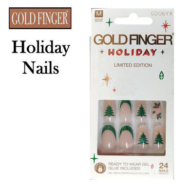 Gold Finger Christmas Holiday Nails (GD06YX)