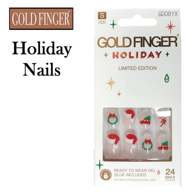 Gold Finger Christmas Holiday Nails (GD08YX)