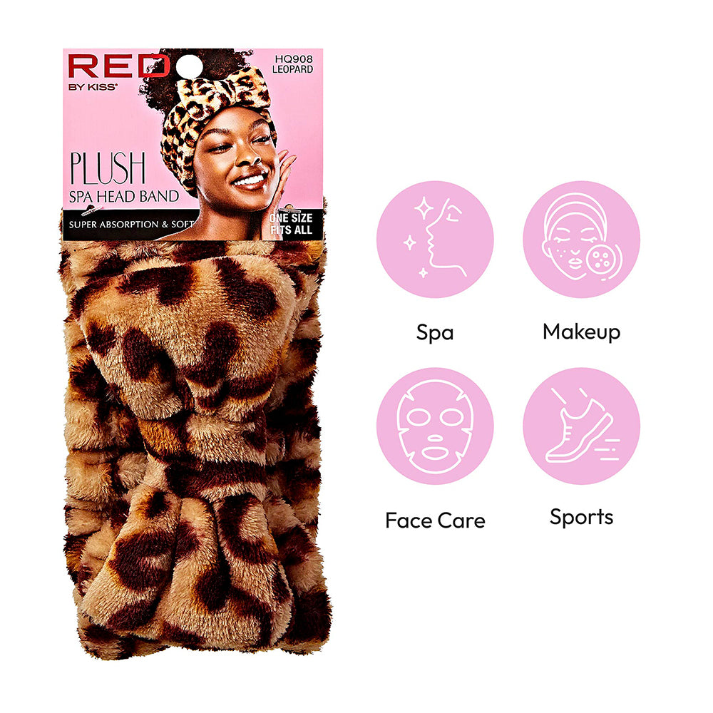 RED by KISS Headband, Plush Spa Headband, Leopard (HQ908) – EP