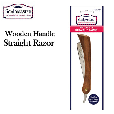 ScalpMaster Razor, Wooden Handle Straight Razor (SC-7007)