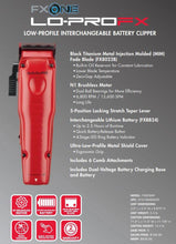 BabylissPro FXOne LoProFX Red High Performance Clipper (FX829MR)