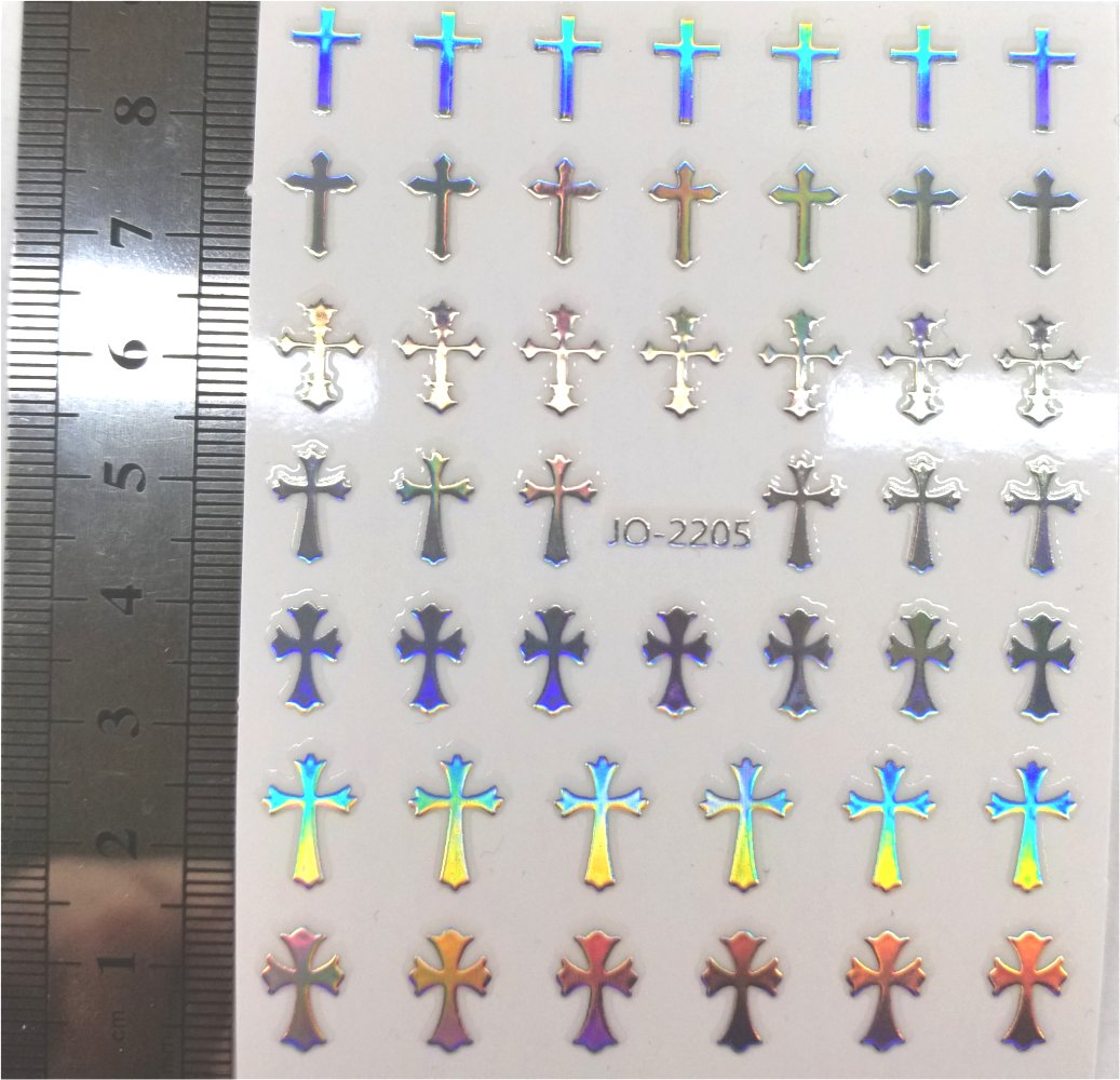 Nail Stickers - Reflective Silver Crosses (JO-2205)