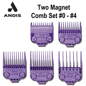 Andis Two Magnet Attachment Combs, #0 - #4 (01410)